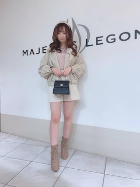 「バック」｜「アイテム（ライダースジャケット）」を使った、マジェスティックレゴン天王寺ミオ店スタッフさん（レディース・156cm）の冬コーディネート