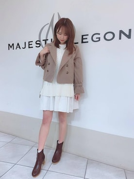 「セットアイテム」｜「アイテム（トレンチコート）」を使った、マジェスティックレゴン天王寺ミオ店スタッフさん（レディース・155cm）の冬コーディネート