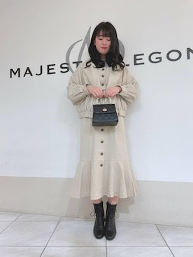 「バック」｜「アイテム（ライダースジャケット）」を使った、マジェスティックレゴン天王寺ミオ店スタッフさん（レディース・156cm）の冬コーディネート