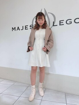 「新作」｜「アイテム（トレンチコート）」を使った、マジェスティックレゴン天王寺ミオ店スタッフさん（レディース・156cm）の冬コーディネート