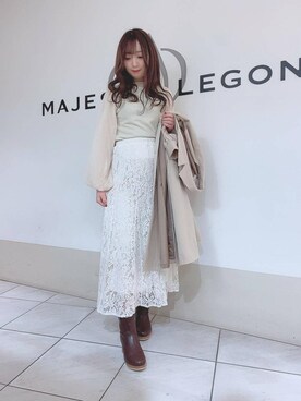 「新作」｜「アイテム（トレンチコート）」を使った、マジェスティックレゴン天王寺ミオ店スタッフさん（レディース・156cm）の冬コーディネート