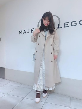 「新作」｜「アイテム（トレンチコート）」を使った、マジェスティックレゴン天王寺ミオ店スタッフさん（レディース・156cm）の冬コーディネート