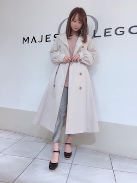 「新作」｜「アイテム（トレンチコート）」を使った、マジェスティックレゴン天王寺ミオ店スタッフさん（レディース・155cm）の冬コーディネート