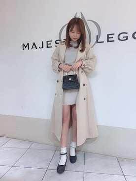 「フレンチガーリー」｜「アイテム（トレンチコート）」を使った、マジェスティックレゴン天王寺ミオ店スタッフさん（レディース・155cm）の冬コーディネート