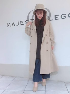 「でにむ」｜「アイテム（トレンチコート）」を使った、マジェスティックレゴン天王寺ミオ店スタッフさん（レディース・159cm）の春コーディネート