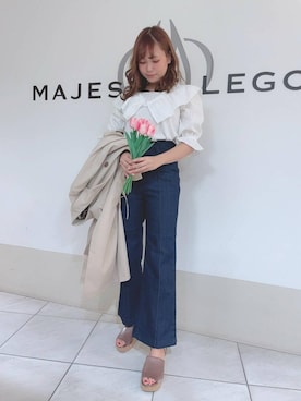 「でにむ」｜「アイテム（トレンチコート）」を使った、マジェスティックレゴン天王寺ミオ店スタッフさん（レディース・155cm）の春コーディネート