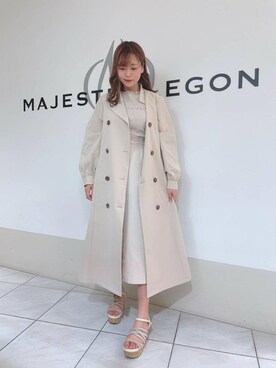 「MAJESTIC LEGON（マジェスティックレゴン）のスリムIラインスカート（スカート）」を使った、マジェスティックレゴン天王寺ミオ店スタッフさん（レディース・155cm）の春コーディネート