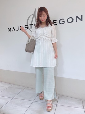 「ミニワンピ」｜マジェスティックレゴン天王寺ミオ店スタッフさん（レディース・155cm）の春コーディネート