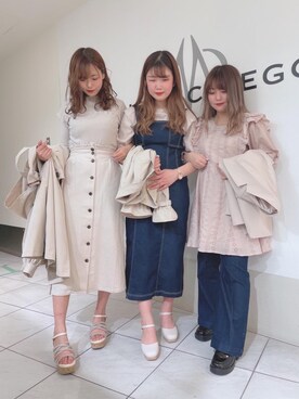 「MAJESTIC LEGON（マジェスティックレゴン）のスリムIラインスカート（スカート）」を使った、マジェスティックレゴン天王寺ミオ店スタッフさん（レディース・156cm）の春コーディネート