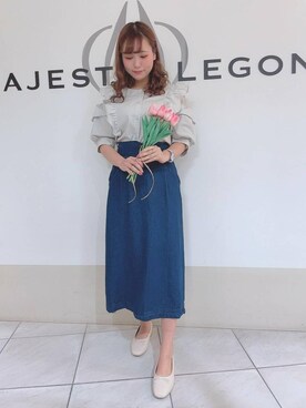 「でにむ」｜「アイテム（バレエシューズ）」を使った、マジェスティックレゴン天王寺ミオ店スタッフさん（レディース・155cm）の春コーディネート