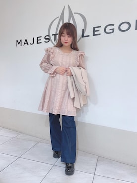 「ミニワンピ」｜マジェスティックレゴン天王寺ミオ店スタッフさん（レディース・145cm）の春コーディネート
