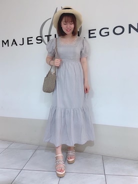 「ふんわり」｜「アイテム（ワンピース/ドレス）」を使った、マジェスティックレゴン天王寺ミオ店スタッフさん（レディース・159cm）の夏コーディネート
