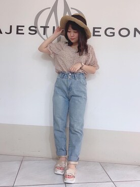 「ヘルシーカラー」｜マジェスティックレゴン天王寺ミオ店スタッフさん（レディース・145cm）の夏コーディネート