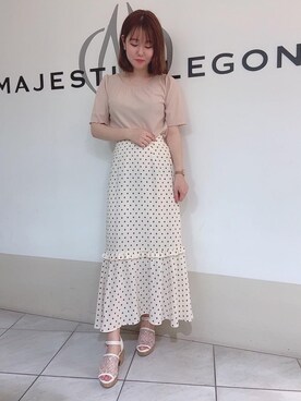 「ドット柄スカート」｜マジェスティックレゴン天王寺ミオ店スタッフさん（レディース・159cm）の夏コーディネート