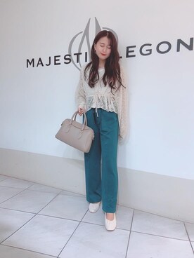 「ウエストキュッと」｜マジェスティックレゴン天王寺ミオ店スタッフさん（レディース・151cm）の夏コーディネート