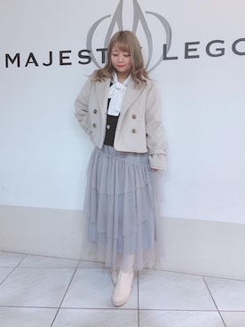「ボウタイ」｜「アイテム（その他アウター）」を使った、マジェスティックレゴン天王寺ミオ店スタッフさん（レディース・145cm）の冬コーディネート