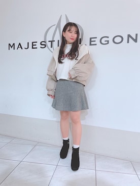 「マーメイド」｜「アイテム（ライダースジャケット）」を使った、マジェスティックレゴン天王寺ミオ店スタッフさん（レディース・151cm）の冬コーディネート