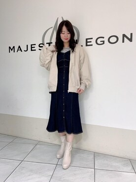 「MAJESTIC LEGON（マジェスティックレゴン）のアイテム（MA-1）」を使った、マジェスティックレゴン天王寺ミオ店スタッフさん（レディース・159cm）の冬コーディネート