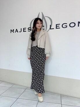 「MAJESTIC LEGON（マジェスティックレゴン）のアイテム（ライダースジャケット）」を使った、マジェスティックレゴン天王寺ミオ店スタッフさん（レディース・151cm）の春コーディネート