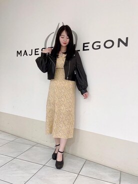 「MAJESTIC LEGON（マジェスティックレゴン）のアイテム（ライダースジャケット）」を使った、マジェスティックレゴン天王寺ミオ店スタッフさん（レディース・159cm）の春コーディネート