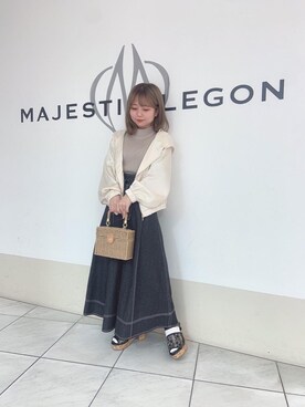 「ラメニット」｜「アイテム（ブルゾン）」を使った、マジェスティックレゴン天王寺ミオ店スタッフさん（レディース・145cm）の春コーディネート