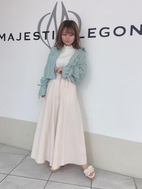 「ハイネックトップス」｜マジェスティックレゴン天王寺ミオ店スタッフさん（レディース・145cm）の春コーディネート