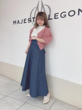 「ハイネックトップス」｜マジェスティックレゴン天王寺ミオ店スタッフさん（レディース・145cm）の春コーディネート