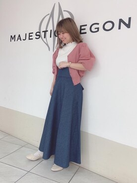 「ハイネックトップス」｜マジェスティックレゴン天王寺ミオ店スタッフさん（レディース・145cm）の春コーディネート