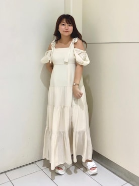 「イエべ秋」｜「アイテム（ワンピース/ドレス）」を使った、マジェスティックレゴン天王寺ミオ店スタッフさん（レディース・145cm）の夏コーディネート