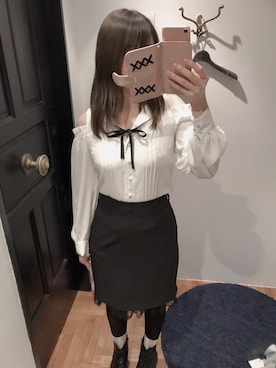 「８(eight)（エイト）のアイテム（トップス、ホワイト系）」を使った、かしゃこさん（レディース・164cm）の春コーディネート