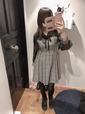 「８(eight)（エイト）のアイテム（ワンピース/ドレス、グレー系）」を使った、かしゃこさん（レディース・164cm）の春コーディネート
