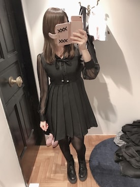 「８(eight)（エイト）のアイテム（ワンピース/ドレス、グレー系）」を使った、かしゃこさん（レディース・164cm）の春コーディネート