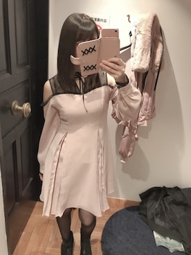 「８(eight)（エイト）のアイテム（ワンピース、ピンク系）」を使った、かしゃこさん（レディース・164cm）の春コーディネート