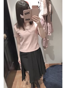 「８(eight)（エイト）のアイテム（トップス、ピンク系）」を使った、かしゃこさん（レディース・164cm）の春コーディネート