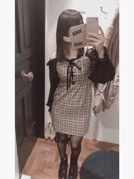 「８(eight)（エイト）のアイテム（ワンピース、ブラウン系）」を使った、かしゃこさん（レディース・164cm）の春コーディネート