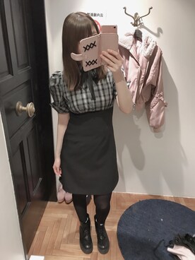 「８(eight)（エイト）のアイテム（ワンピース、ブラック系）」を使った、かしゃこさん（レディース・164cm）の春コーディネート