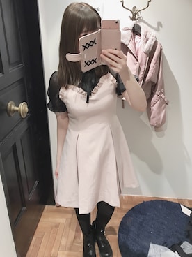 「８(eight)（エイト）のアイテム（ワンピース、ピンク系）」を使った、かしゃこさん（レディース・164cm）の春コーディネート