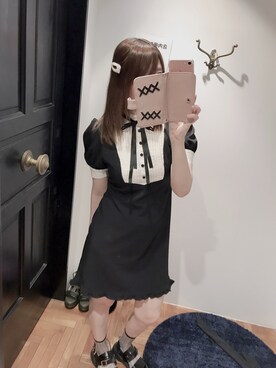 「８(eight)（エイト）のアイテム（ワンピース、ブラック系）」を使った、かしゃこさん（レディース・164cm）の夏コーディネート