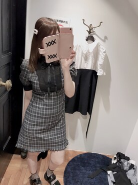 「８(eight)（エイト）のアイテム（ワンピース、ブラック系）」を使った、かしゃこさん（レディース・164cm）の夏コーディネート