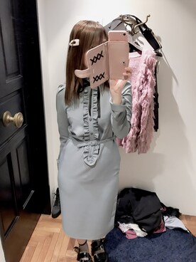 「８(eight)（エイト）のアイテム（ワンピース/ドレス、グレー系）」を使った、かしゃこさん（レディース・164cm）の秋コーディネート