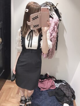 「８(eight)（エイト）のアイテム（ワンピース/ドレス、ブラック系）」を使った、かしゃこさん（レディース・164cm）の秋コーディネート