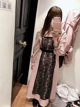 「８(eight)（エイト）のアイテム（ワンピース、ピンク系）」を使った、かしゃこさん（レディース・164cm）の冬コーディネート