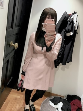 「８(eight)（エイト）のアイテム（ワンピース、ピンク系）」を使った、かしゃこさん（レディース・164cm）の冬コーディネート