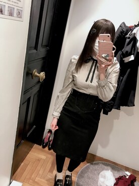 「８(eight)（エイト）のアイテム（トップス、グレー系）」を使った、かしゃこさん（レディース・164cm）の冬コーディネート