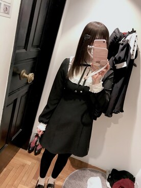 「８(eight)（エイト）のアイテム（ワンピース、ブラック系）」を使った、かしゃこさん（レディース・164cm）の春コーディネート
