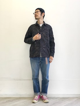 「POST O'ALLS（ポストオーバーオールズ）のアイテム（ジャケット/アウター）」を使った、Naoki_Sakumaさん（メンズ・181cm）の春コーディネート