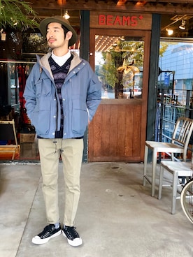「WAREHOUSE（ウエアハウス）のアイテム（パンツ）」を使った、Naoki_Sakumaさん（メンズ・181cm）の冬コーディネート