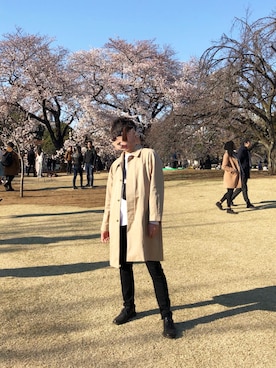 「SENSE OF PLACE by URBAN RESEARCH（センスオブプレイスバイアーバンリサーチ）のアイテム（トレンチコート）」を使った、まっさーさん（メンズ・180cm）の春コーディネート