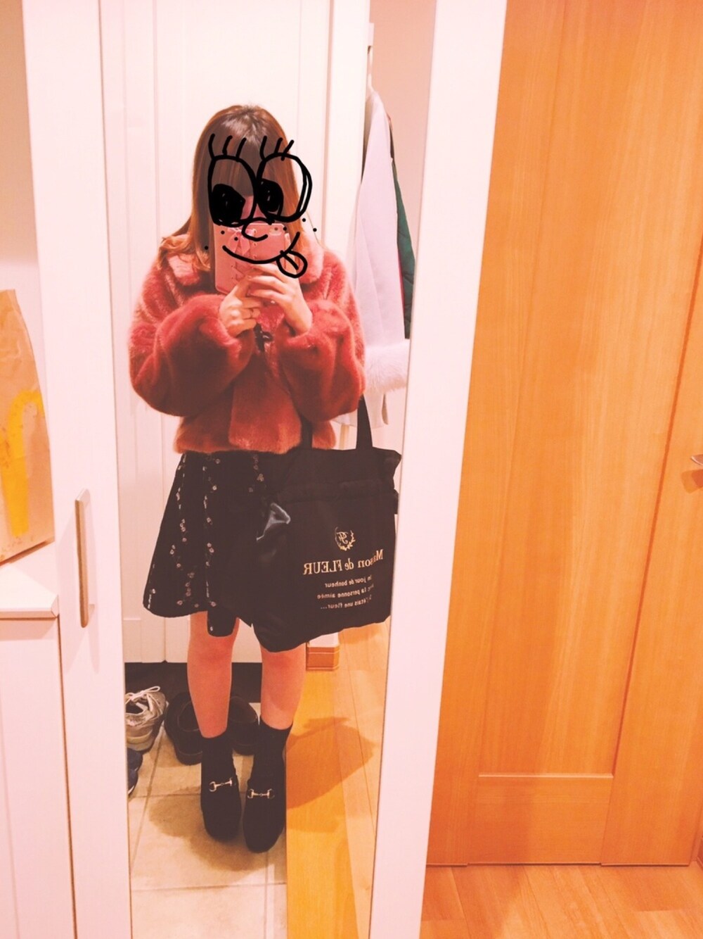 「ゆきんこーで、dazzlin、Maison de FLEUR 、ピンク、いいね返し」｜「dazzlinのトグルボタンエコファーショートコート（その他アウター、ピンク系）」を使った、ゆきんこ⊿さん（レディース・156cm）の冬コーディネートの1枚目の写真