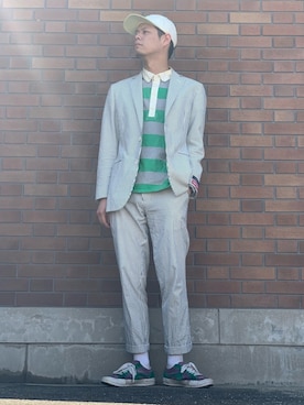 「Supreme （シュプリーム）のアイテム（スラックス）」を使った、sugurulimさん（メンズ・176cm）の春コーディネート